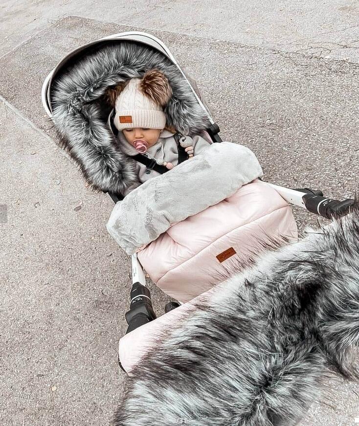 Universal Pushchair Footmuff & Liner in Pink with Faux Fur Trim  Baby Boutique UK   