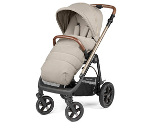 Beige and black peg perego veloce elite stroller with rose gold accents in town country travel system bundle astral