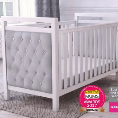 Babymore Velvet Luxury Deluxe Chesterfield Style Padded Cot Bed