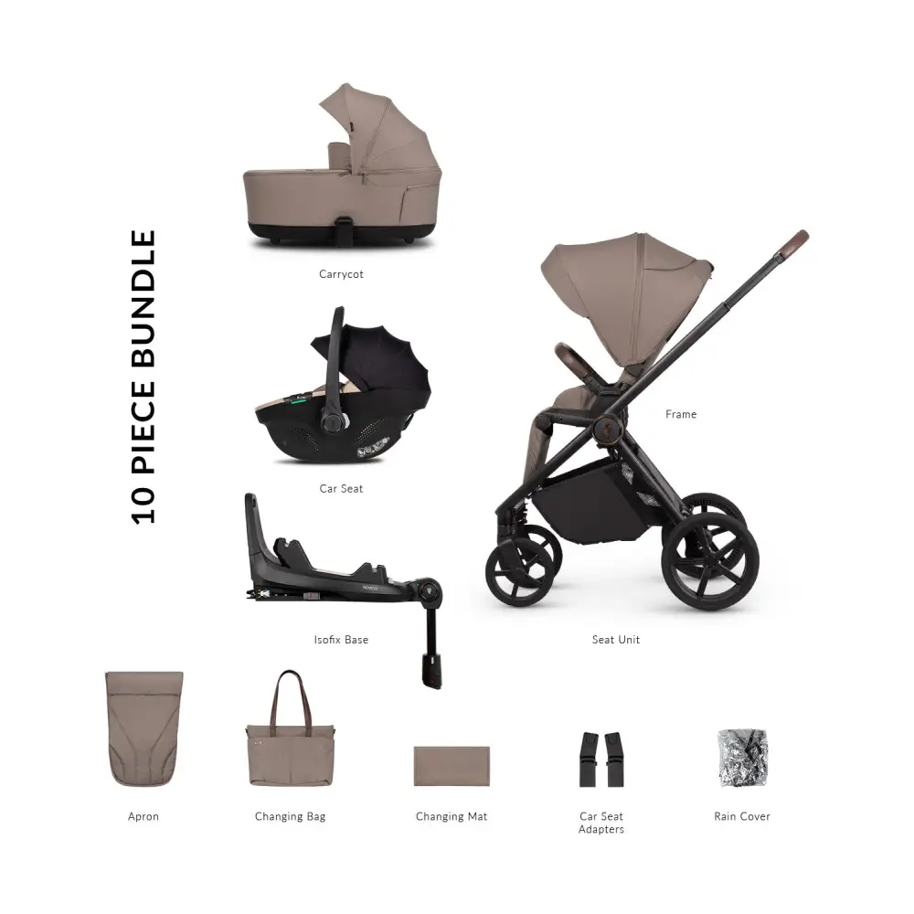Venicci Claro 2 Almond 4-in-1 Travel System with Rotating Isofix Base