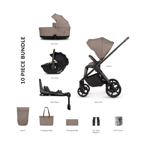 Venicci Claro 2 Almond 4-in-1 Travel System with Rotating Isofix Base