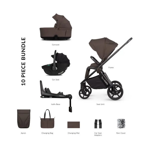 Venicci Claro 2 Chocolate 4-in-1 Travel System with Rotating Isofix Base