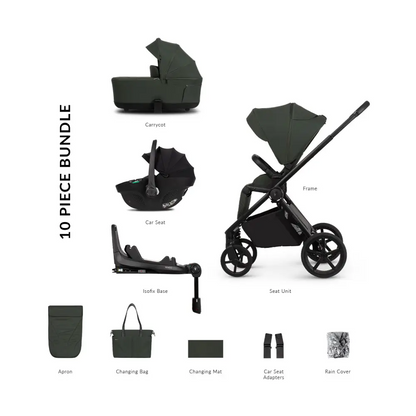 Venicci Claro 2 Forest Green 4-in-1 Travel System with Rotating Isofix Base