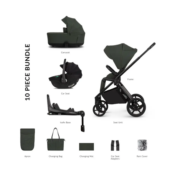 Venicci Claro 2 Forest Green 4-in-1 Travel System with Rotating Isofix Base