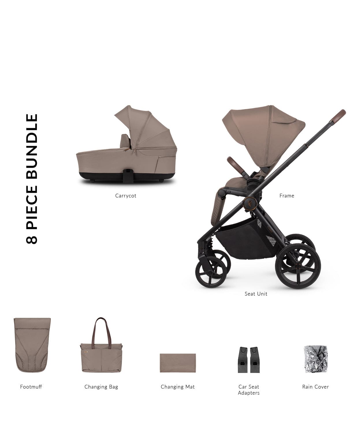 Venicci Claro 2 in 1 Travel System - Almond General Venicci