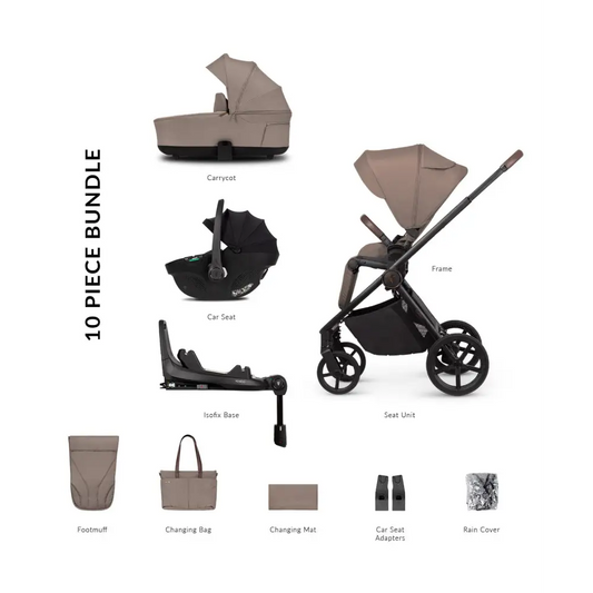 Venicci Claro 3 in 1 including Black Tiago and 360 Isofix Base - Almond General Venicci