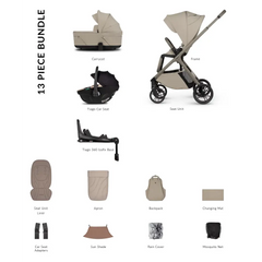 Venicci Tila Travel System 4 in 1 Pram with i-Size Car Seat & 360° ISOFIX Base – Latte