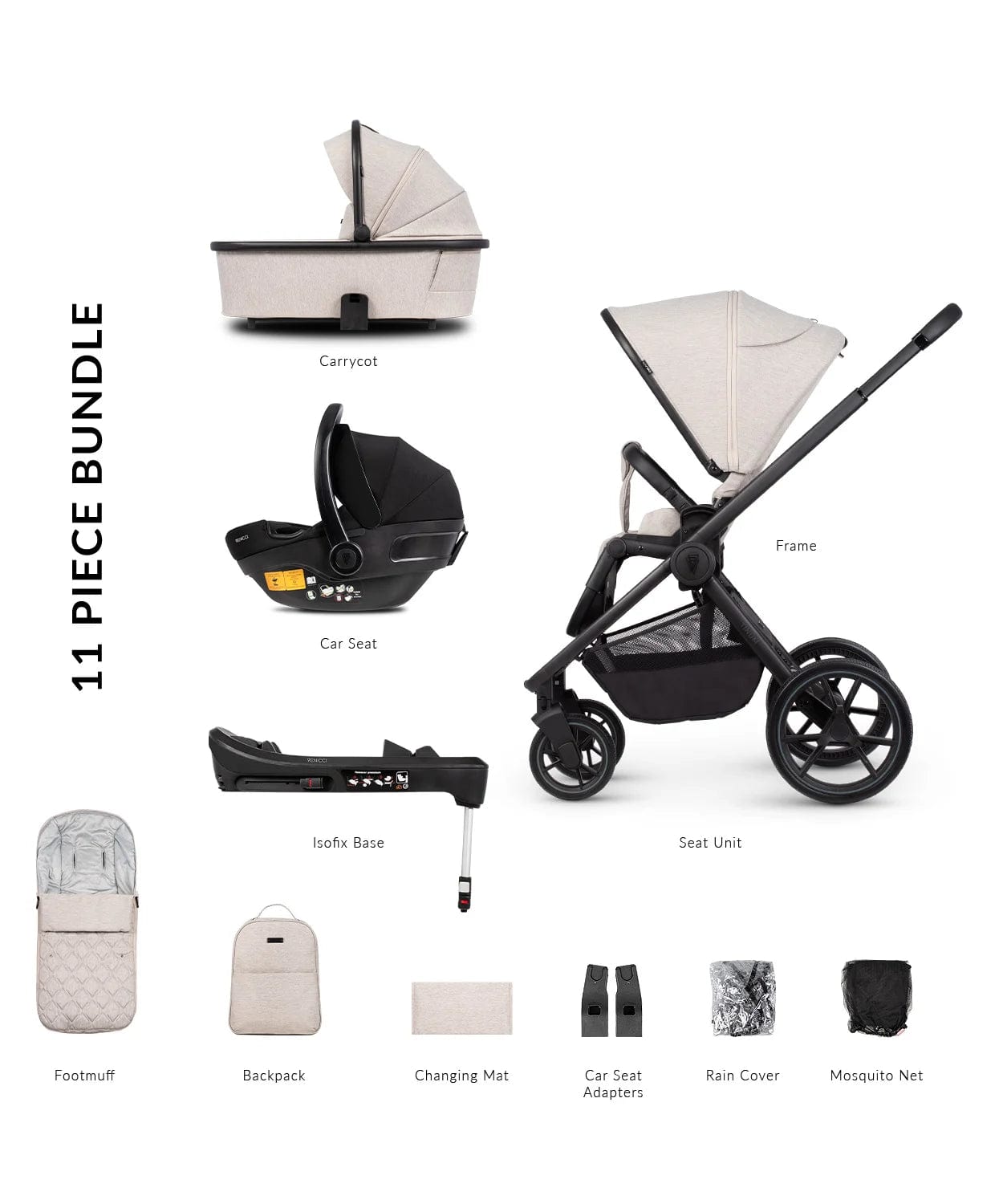 Venicci Tinum Edge 3 in 1 Travel System with Isofix Base - Dust  Venicci   