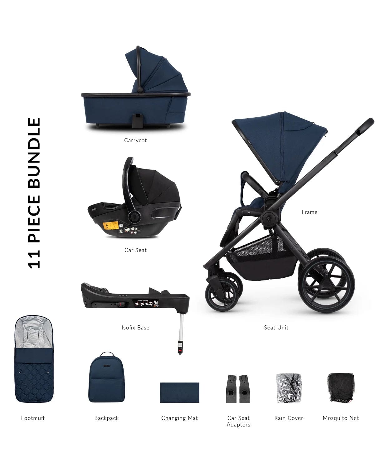 Venicci Tinum Edge 3 in 1 Travel System with Isofix Base - Ocean  Venicci   