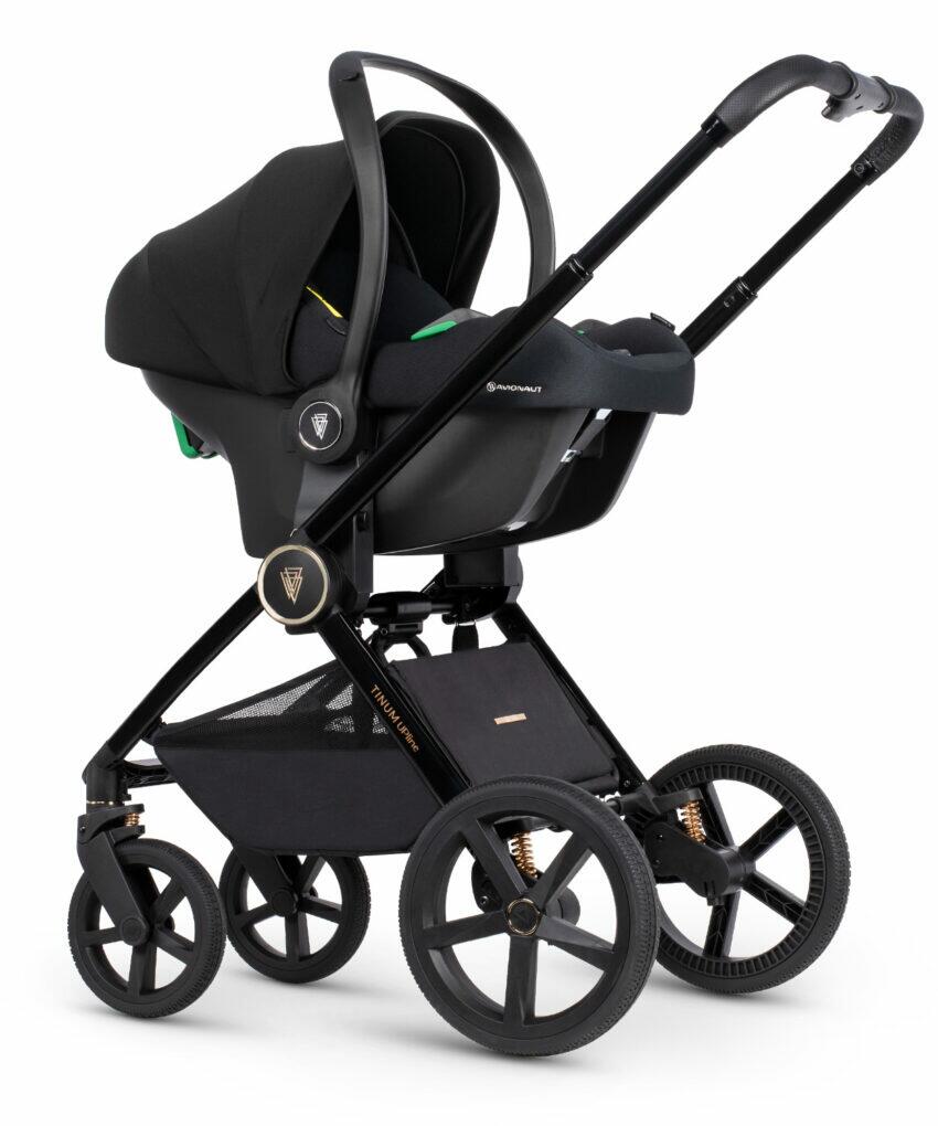 Venicci Tinum Upline All Black Pram 3 in 1 Bundle + Isofix Base  Venicci   