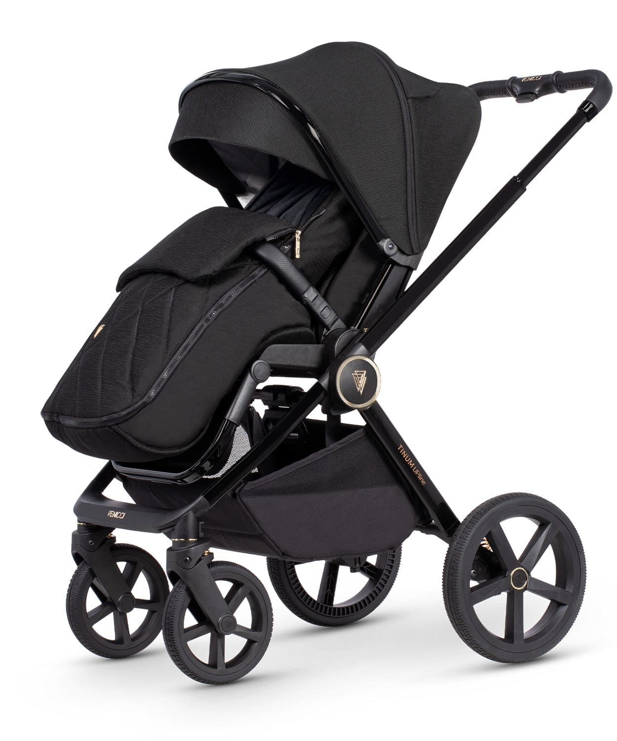 Venicci Tinum Upline All Black Pram 3 in 1 Bundle  Venicci   