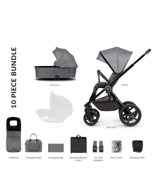 Venicci Tinum Upline Slate Grey Pram 2 in 1  Bundle  Venicci   