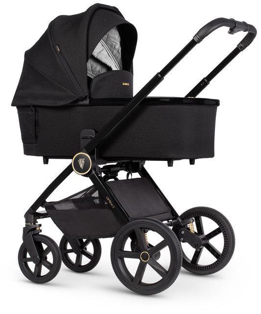 Venicci Upline 2 All Black Pram 3 in 1 + 360 Tiago Black Isofix Bundle Venicci