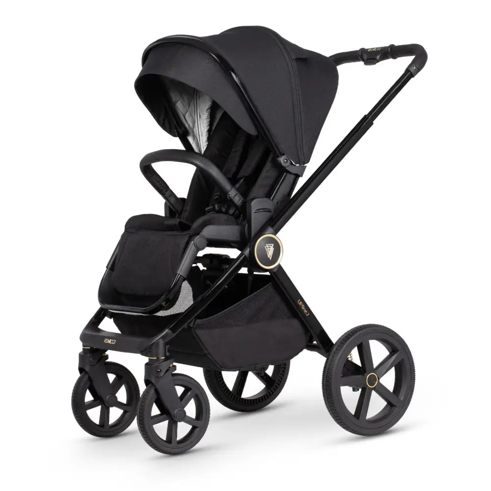 Venicci Upline 2 All Black Pram 3 in 1 + 360 Tiago Beige Isofix Bundle Venicci