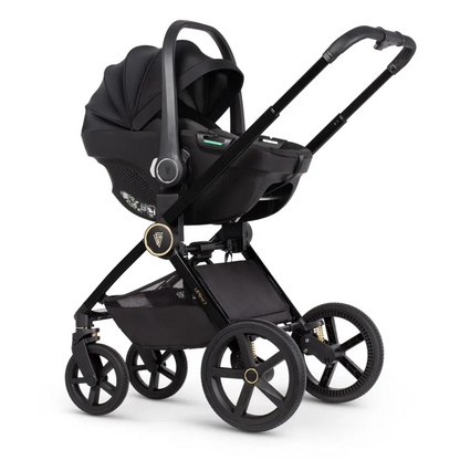 Venicci Upline 2 All Black Pram 3 in 1 + 360 Tiago Beige Isofix Bundle Venicci