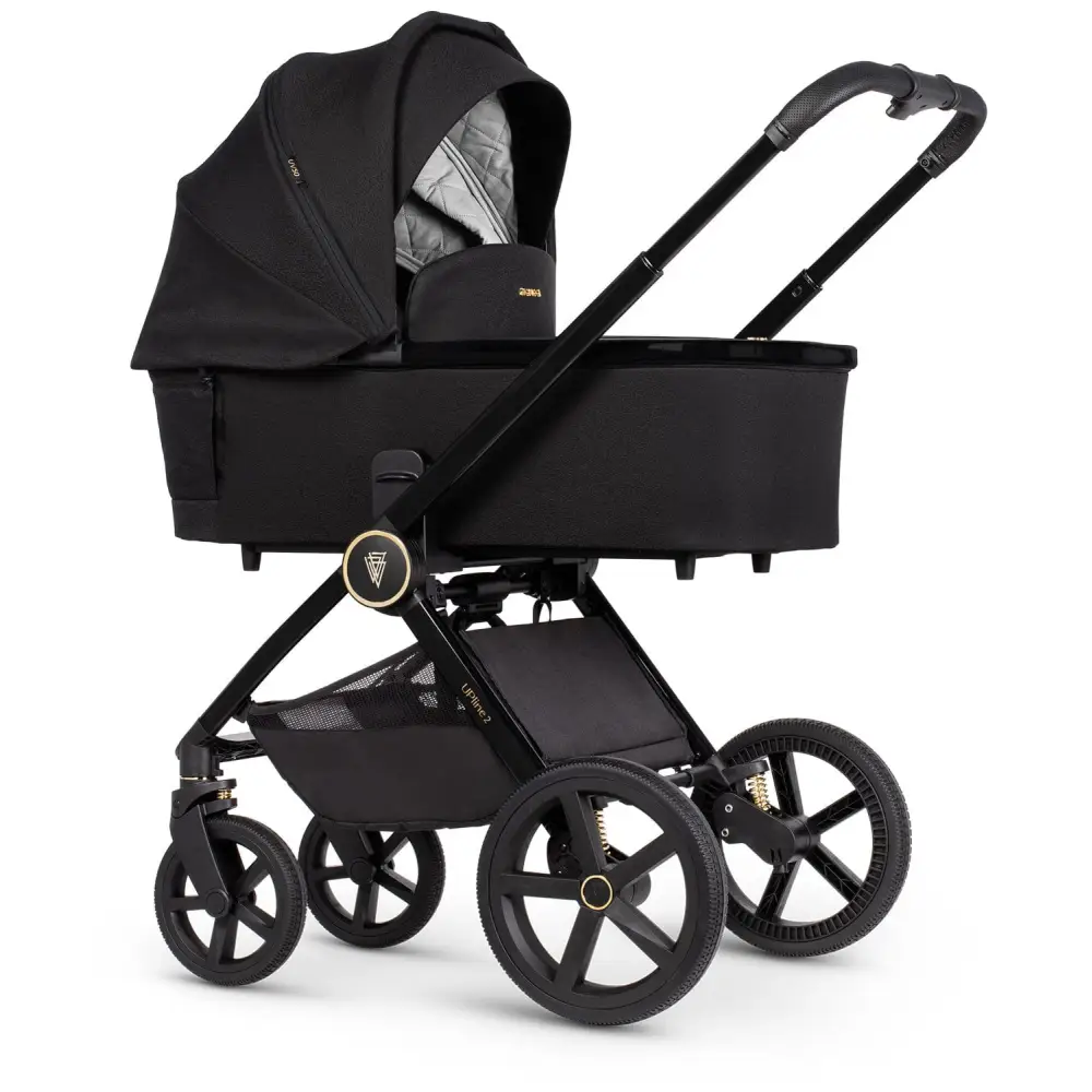 Venicci Upline 2 All Black Pram 3 in 1 + 360 Tiago Beige Isofix Bundle Venicci