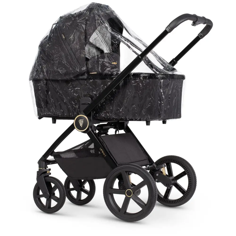 Venicci Upline 2 All Black Pram 3 in 1 + Tiago Beige Car Seat Venicci