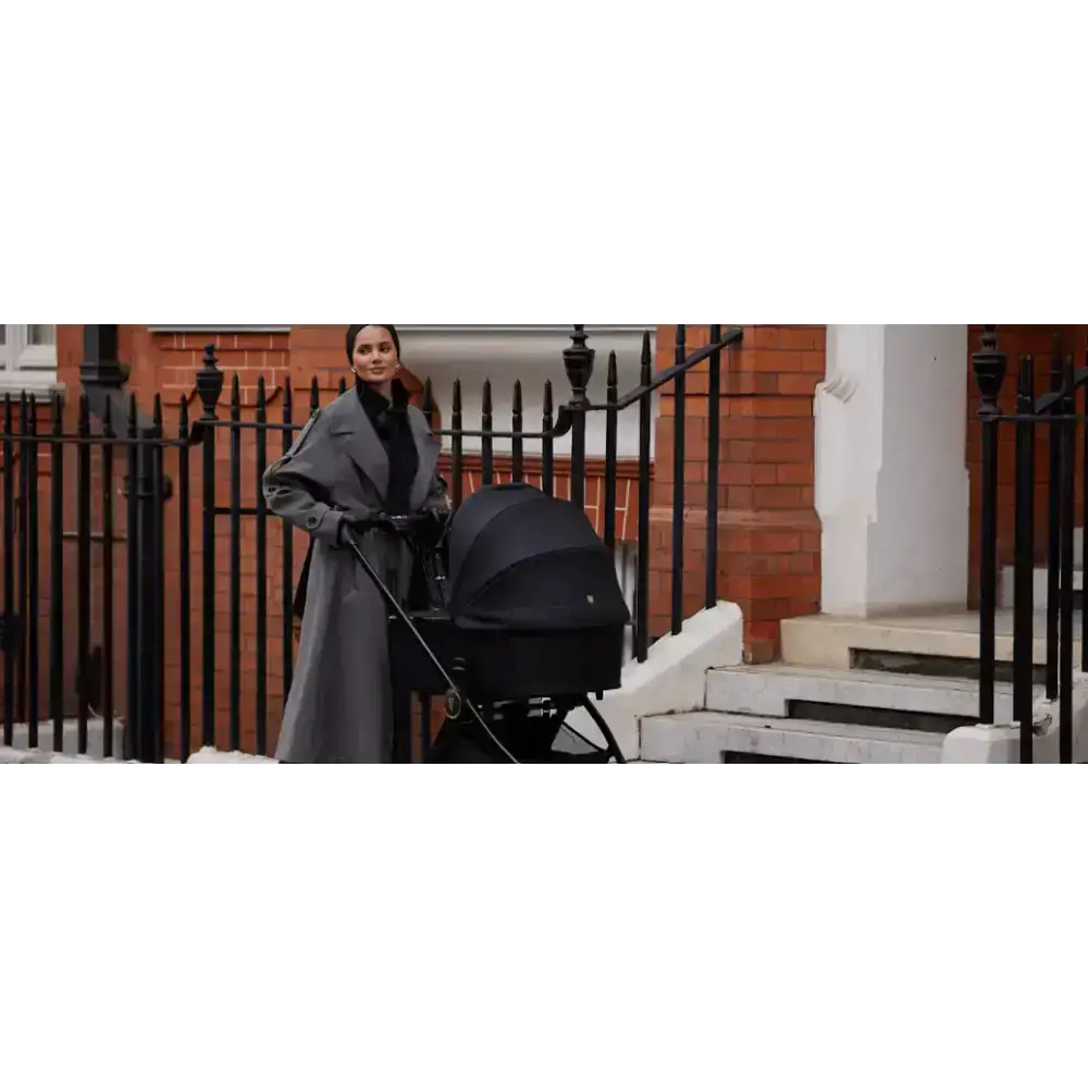 Venicci Upline 2 All Black Pram 3 in 1 + Tiago Beige Car Seat Venicci