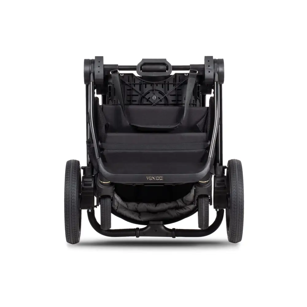 Venicci Upline 2 All Black Pram 3 in 1 + Tiago Beige Car Seat Venicci