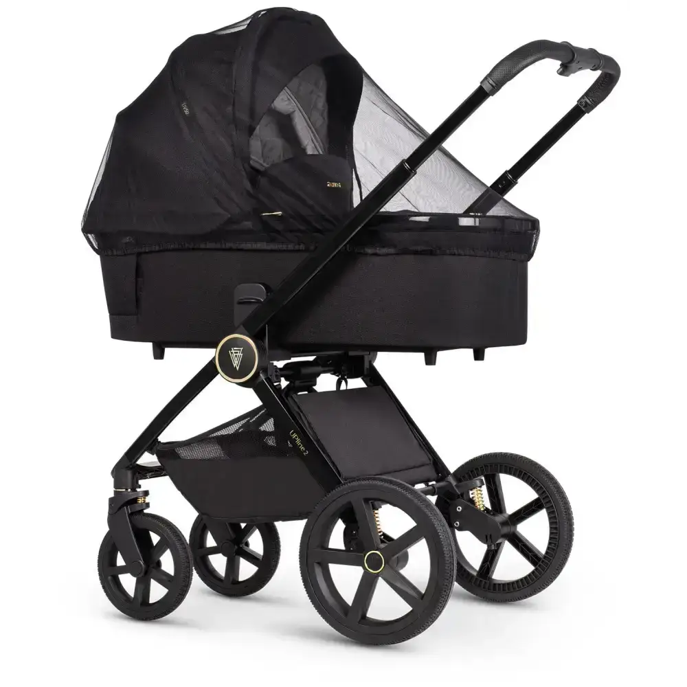 Venicci Upline 2 All Black Pram 3 in 1 + Tiago Black Car Seat Venicci