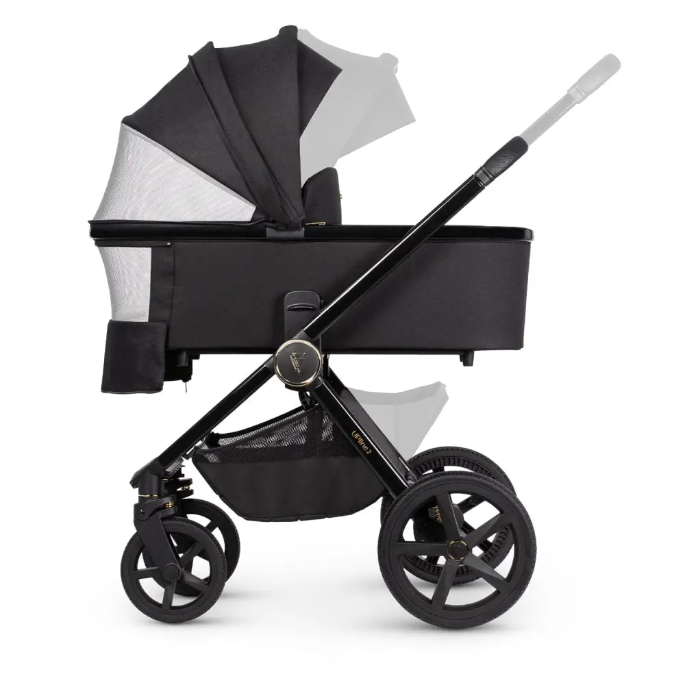 Venicci Upline 2 All Black Pram 3 in 1 + Tiago Black Car Seat Venicci