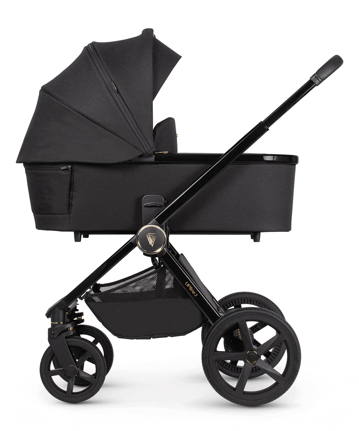 Venicci Upline 2 All Black Pram 3 in 1 + Tiago Black Car Seat Venicci