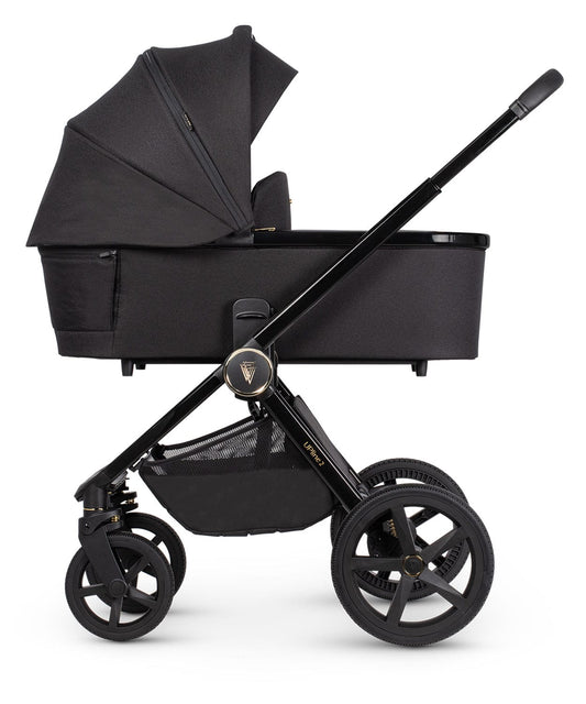 Venicci Upline 2 All Black Pram 3 in 1 + Tiago Black Car Seat Venicci