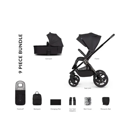 Venicci Upline 2 All Black Pram 2 in 1 Bundle Venicci