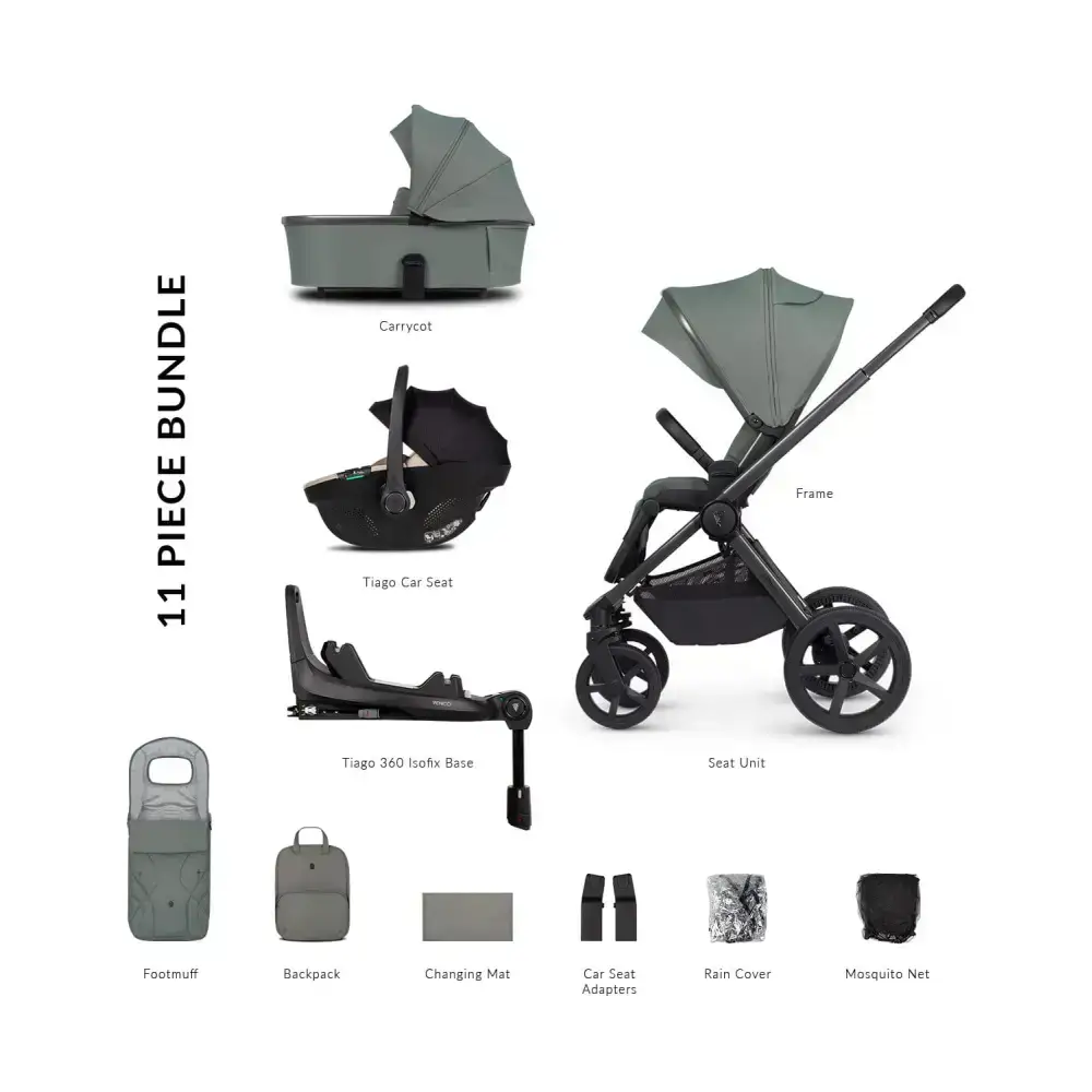 Venicci Upline 2 Aloe Pram 3 in 1 + 360 Tiago Beige Isofix Bundle Venicci