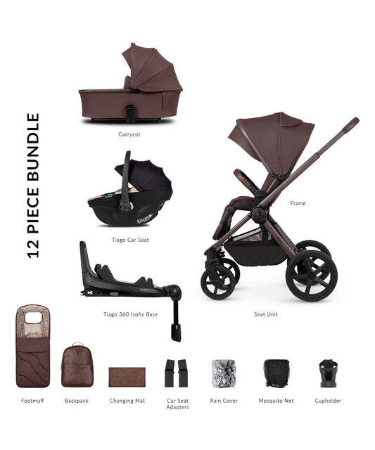 Venicci Upline 2 Burgundy Special Edition Pram 3 in 1 + 360 Tiago Beige Isofix Bundle General Venicci