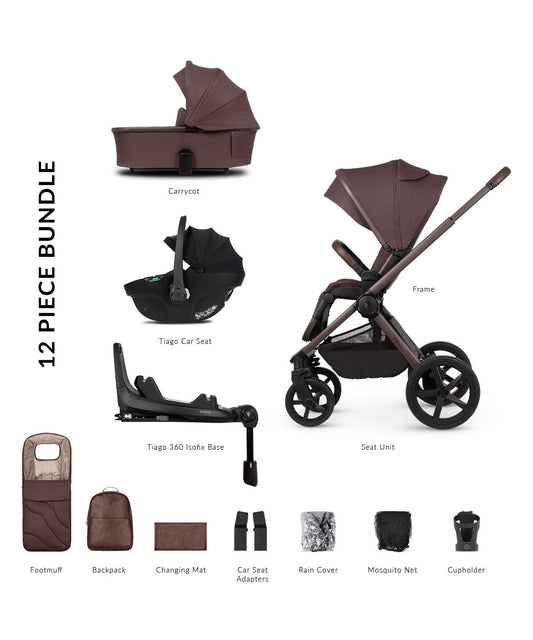 Venicci Upline 2 Burgundy Special Edition Pram 3 in 1 + 360 Tiago Black Isofix Bundle General Venicci