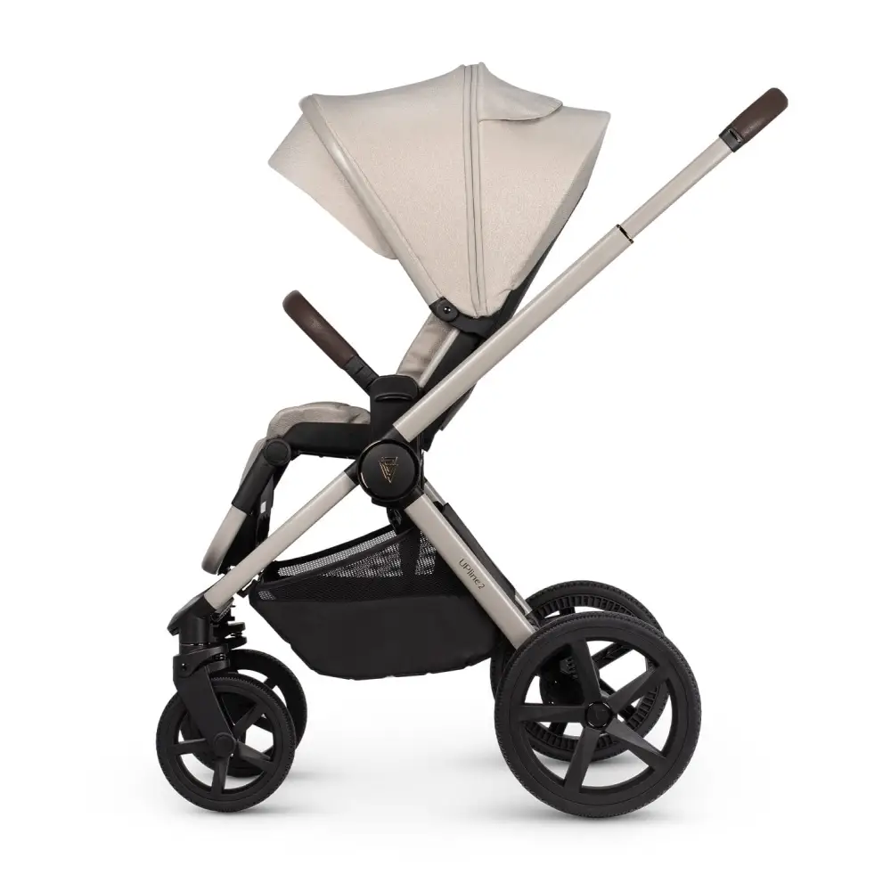 Venicci Upline 2 Stone Beige Pram 3 in 1 + 360 Tiago Black Isofix Bundle Venicci
