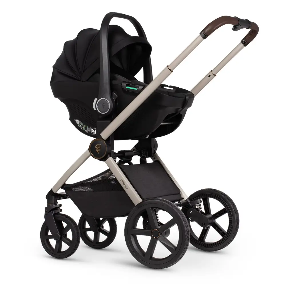 Venicci Upline 2 Stone Beige Pram 3 in 1 + 360 Tiago Black Isofix Bundle Venicci