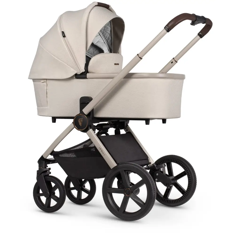 Venicci Upline 2 Stone Beige Pram 3 in 1 + 360 Tiago Black Isofix Bundle Venicci
