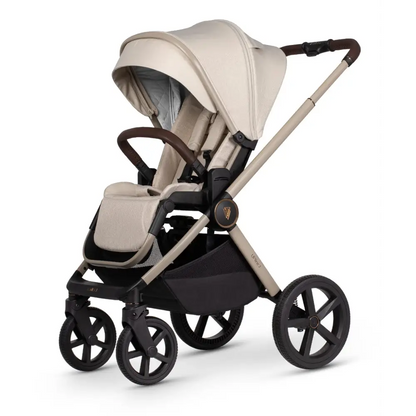 Venicci Upline 2 Stone Beige Pram 3 in 1 Bundle + Tiago Black Car Seat Venicci