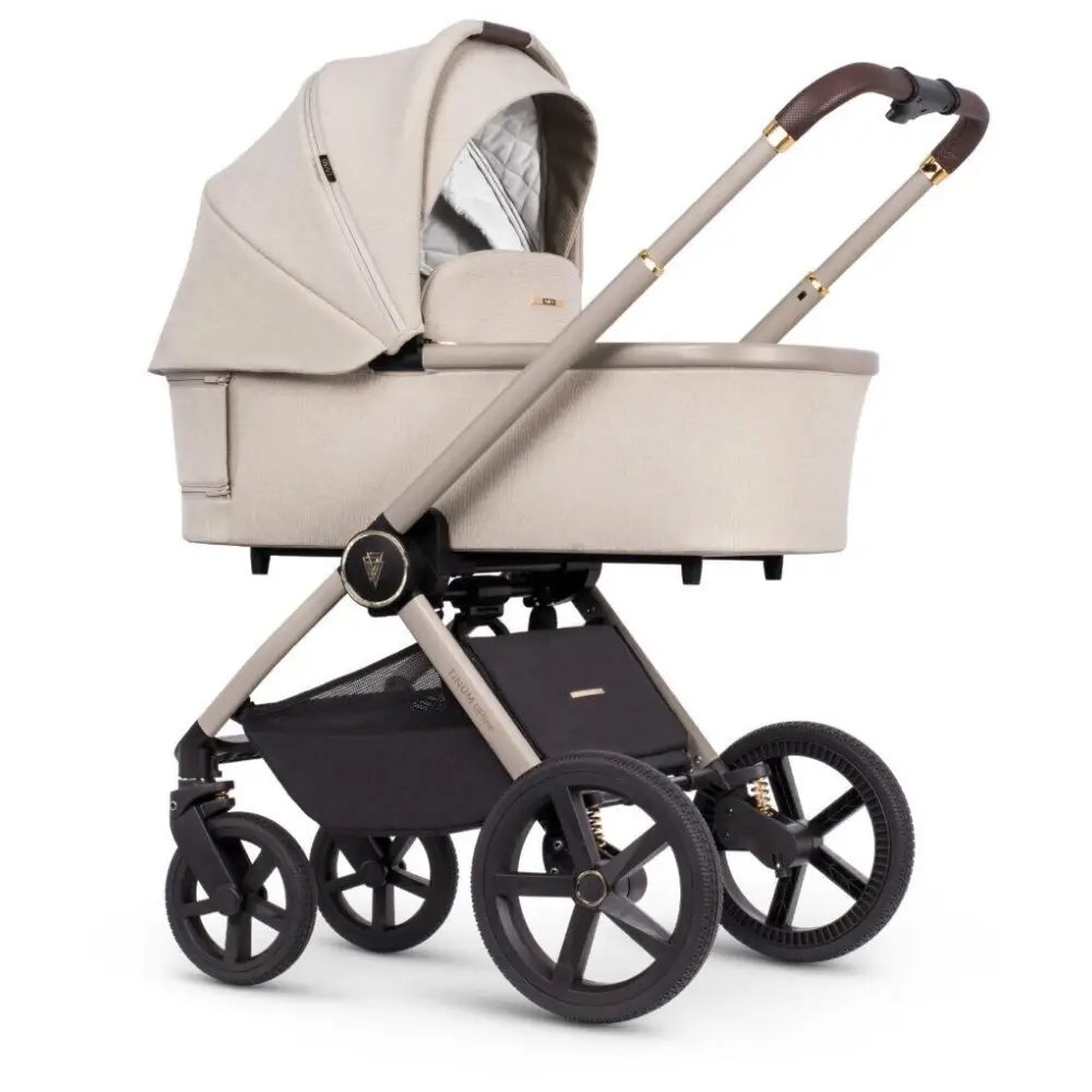 Venicci Upline 2 Stone Beige Pram 3 in 1 Bundle + Tiago Black Car Seat Venicci