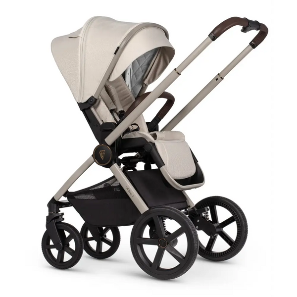 Venicci Upline 2 Stone Beige Pram 3 in 1 Bundle + Tiago Black Car Seat Venicci