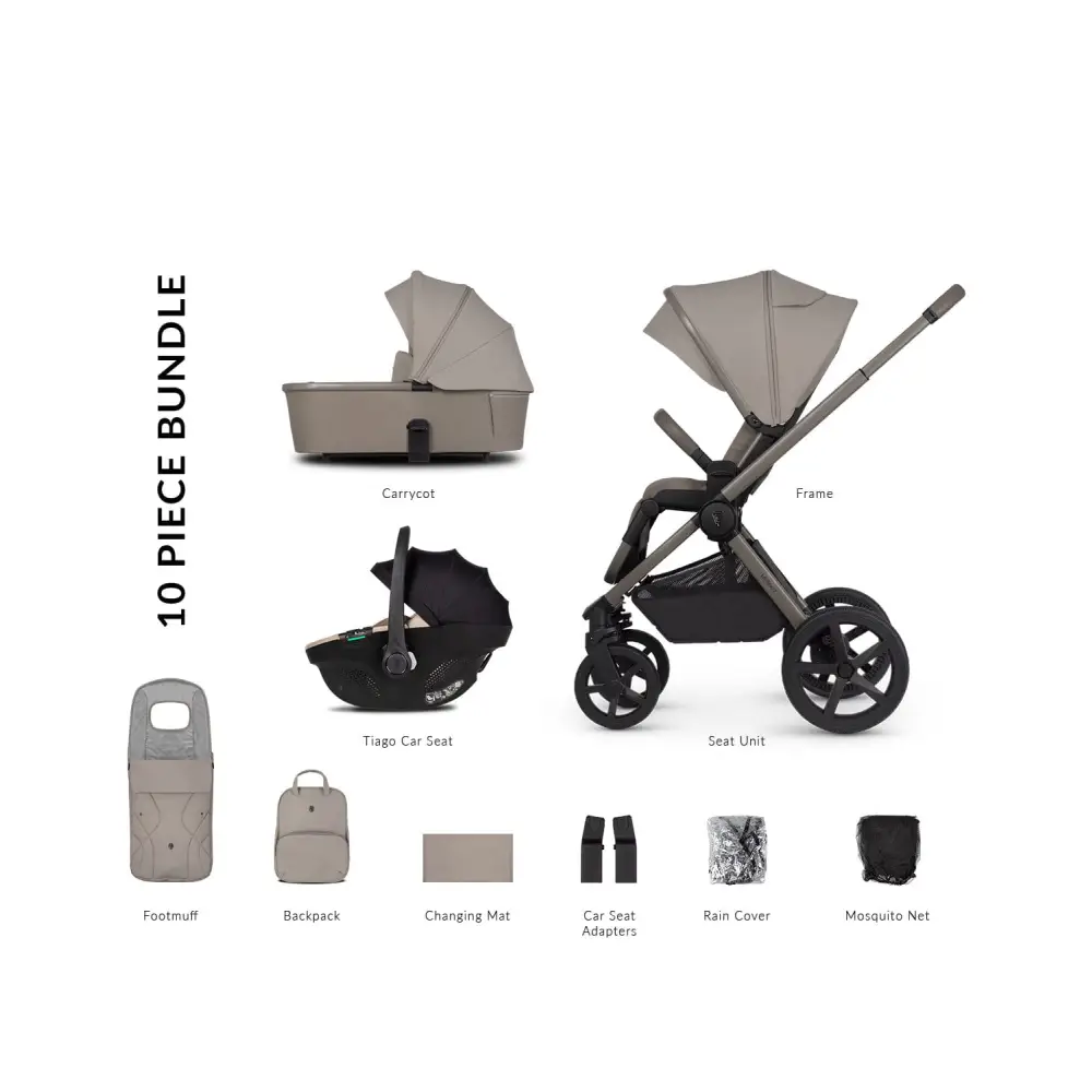 Venicci Upline 2 Taupe Pram 3 in 1 + Tiago Beige Car Seat Venicci