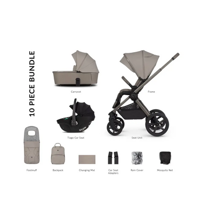 Venicci Upline 2 Taupe Pram 3 in 1 + Tiago Black Car Seat Venicci