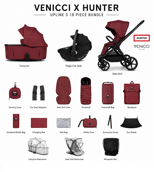 Venicci x Hunter Upline 3 Red  3-in-1 Travel System