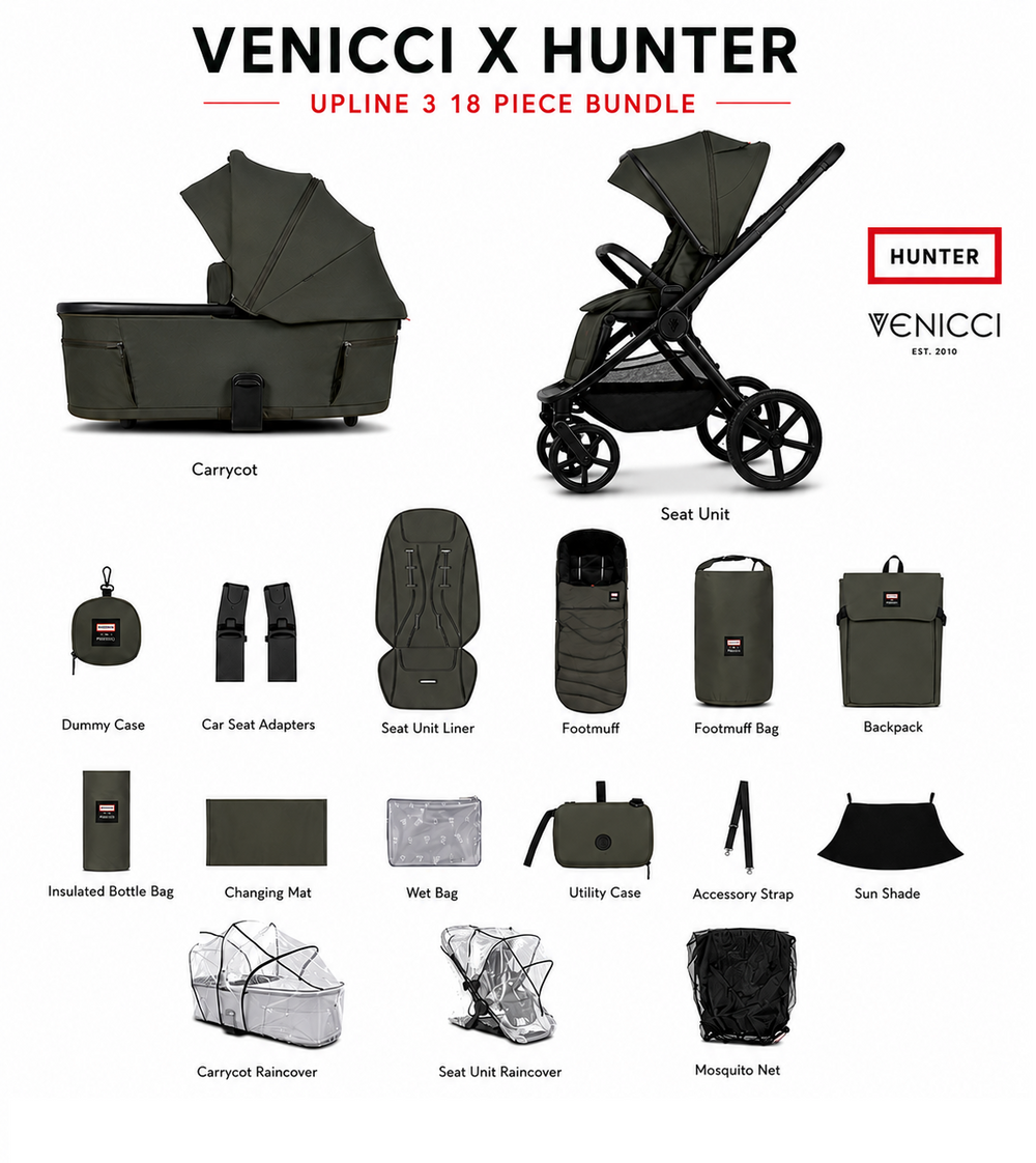 Venicci x Hunter Upline 3 Dark Olive 2-in-1 Pram & Pushchair