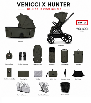 Venicci x Hunter Upline 3 Dark Olive 2-in-1 Pram & Pushchair