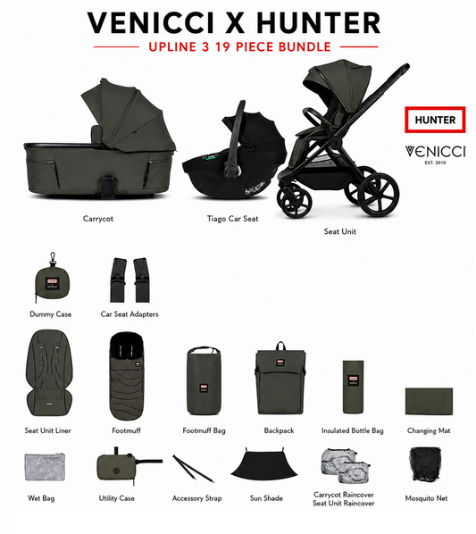Venicci x Hunter Upline 3 Dark Olive 3-in-1 Travel System