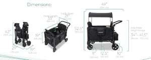 WonderFold W4 Elite Pro Quad Stroller Wagon – Black - 4 Seater