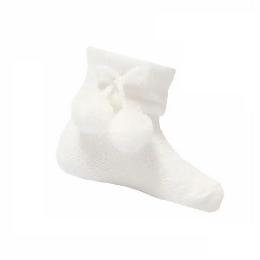 White Baby Pom Pom Ankle Socks General soft touch