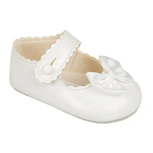 White Baby Soft Shoes - White Bow General Baypods   