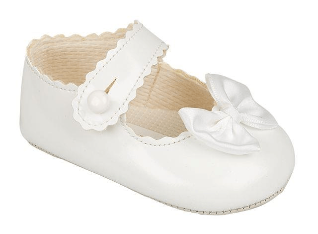 White Baby Soft Shoes - White Bow General Baypods   