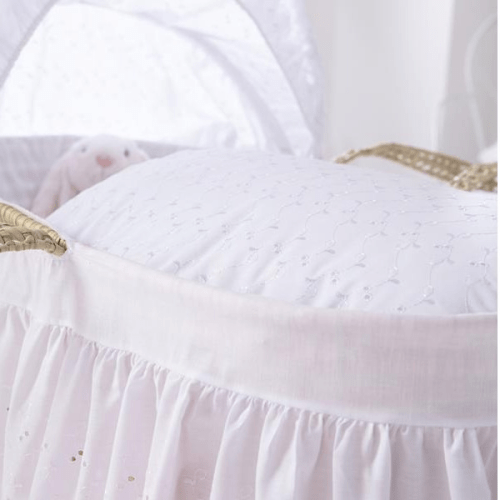 Clair De Lune White Broderie Anglaise Moses Basket  Clair De Lune   