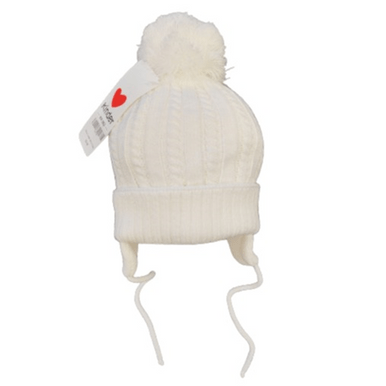 White Toddler Knitted Pom Hat - Tie Under 2-4 Years General kinder baby   