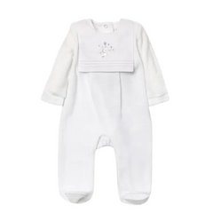 White Unisex Baby Elephant Panel All in One